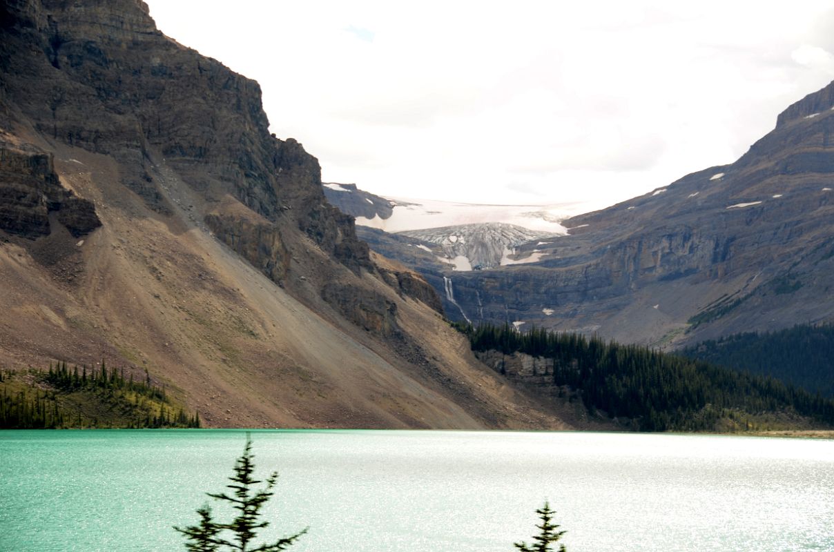 44 Bow Lake, Bow Glacier and Waterfalls In Summer From Icefields Parkway